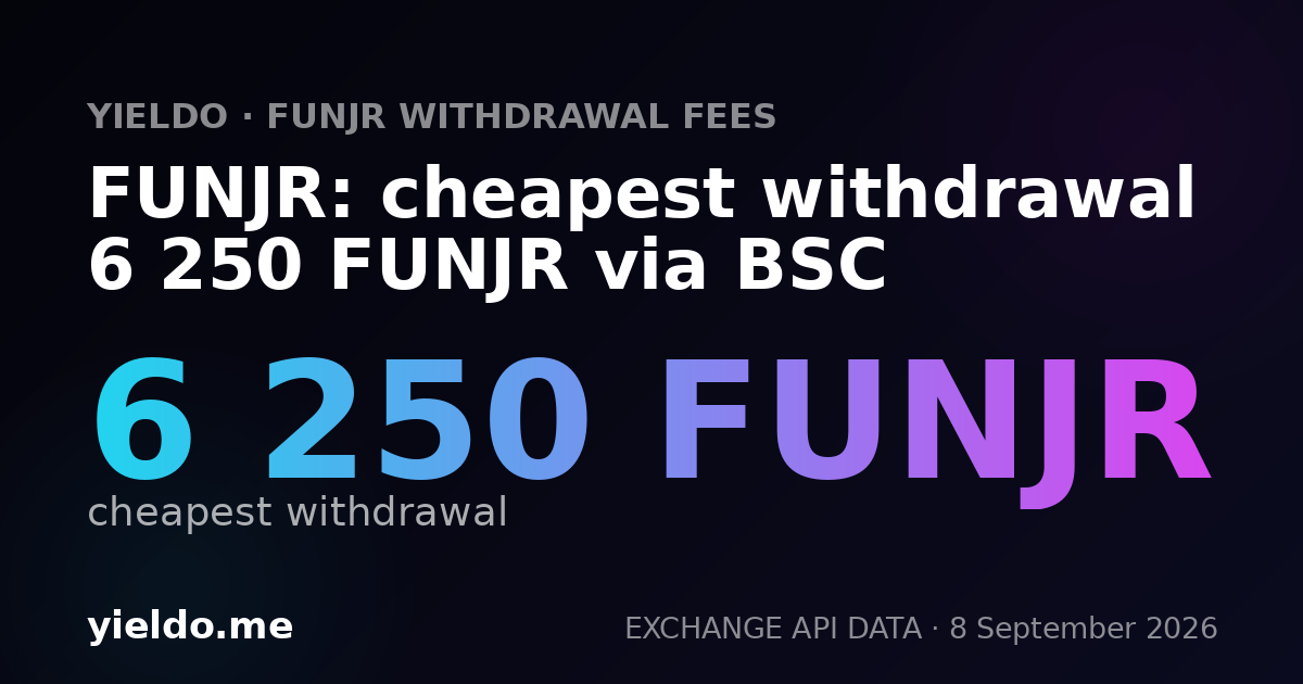 FUNJR: cheapest withdrawal 6 250 FUNJR via BSC