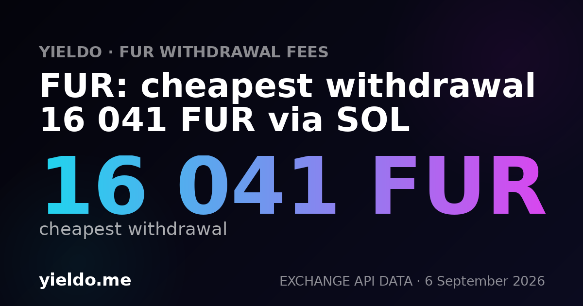 FUR: cheapest withdrawal 16 041 FUR via SOL