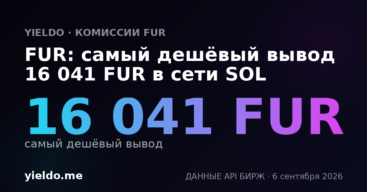 FUR: самый дешёвый вывод 16 041 FUR в сети SOL
