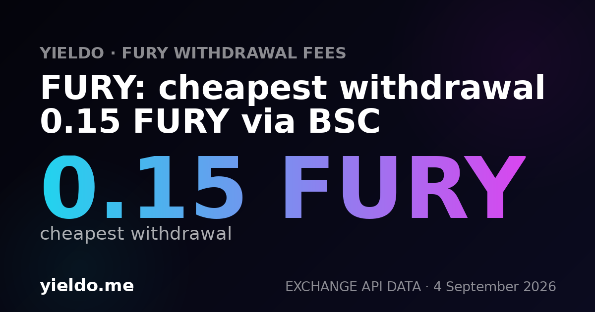 FURY: cheapest withdrawal 0.15 FURY via BSC