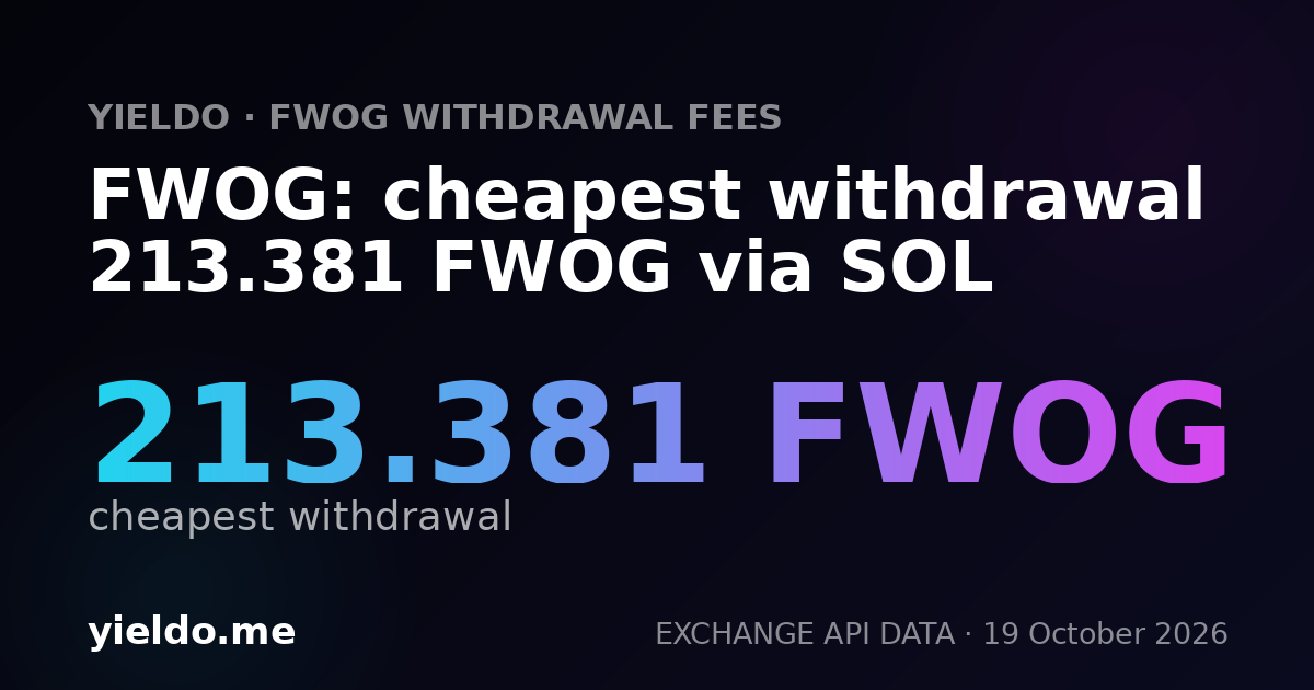 FWOG: cheapest withdrawal 211.934 FWOG via SOL
