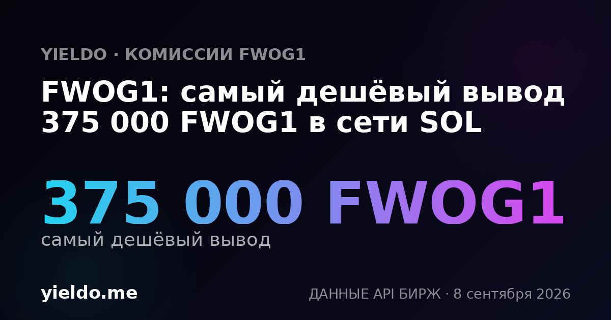 FWOG1: самый дешёвый вывод 375 000 FWOG1 в сети SOL