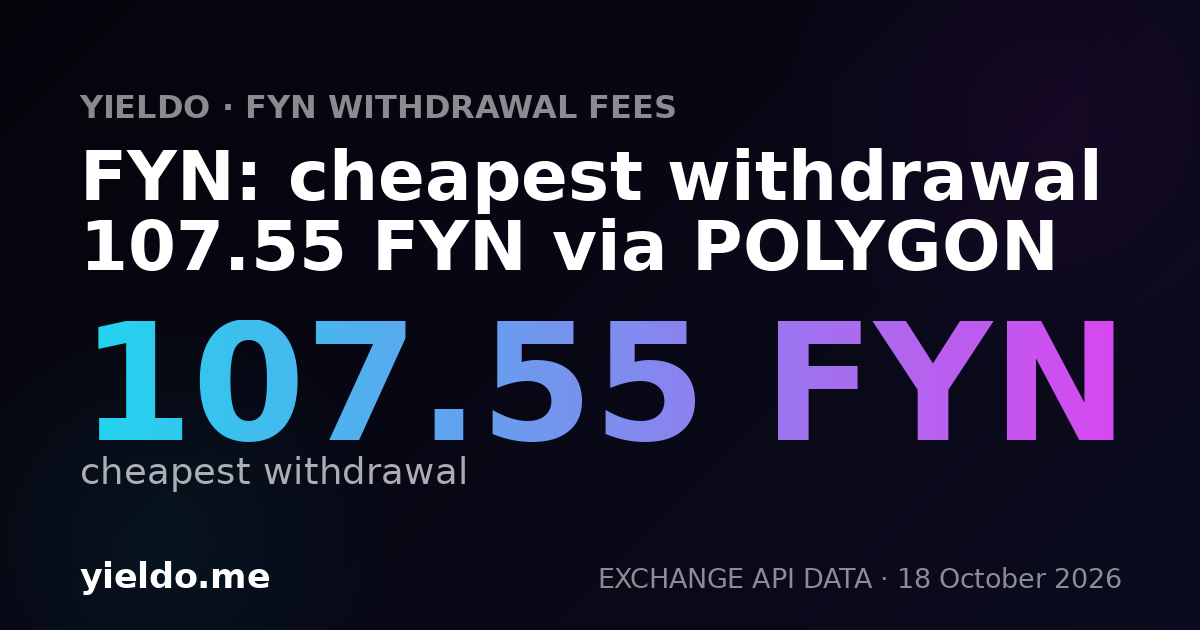 FYN: cheapest withdrawal 107.55 FYN via POLYGON