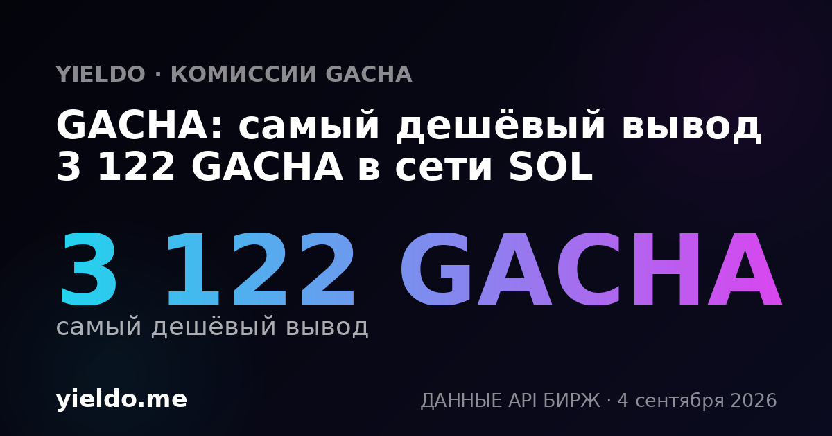 GACHA: самый дешёвый вывод 3 122 GACHA в сети SOL