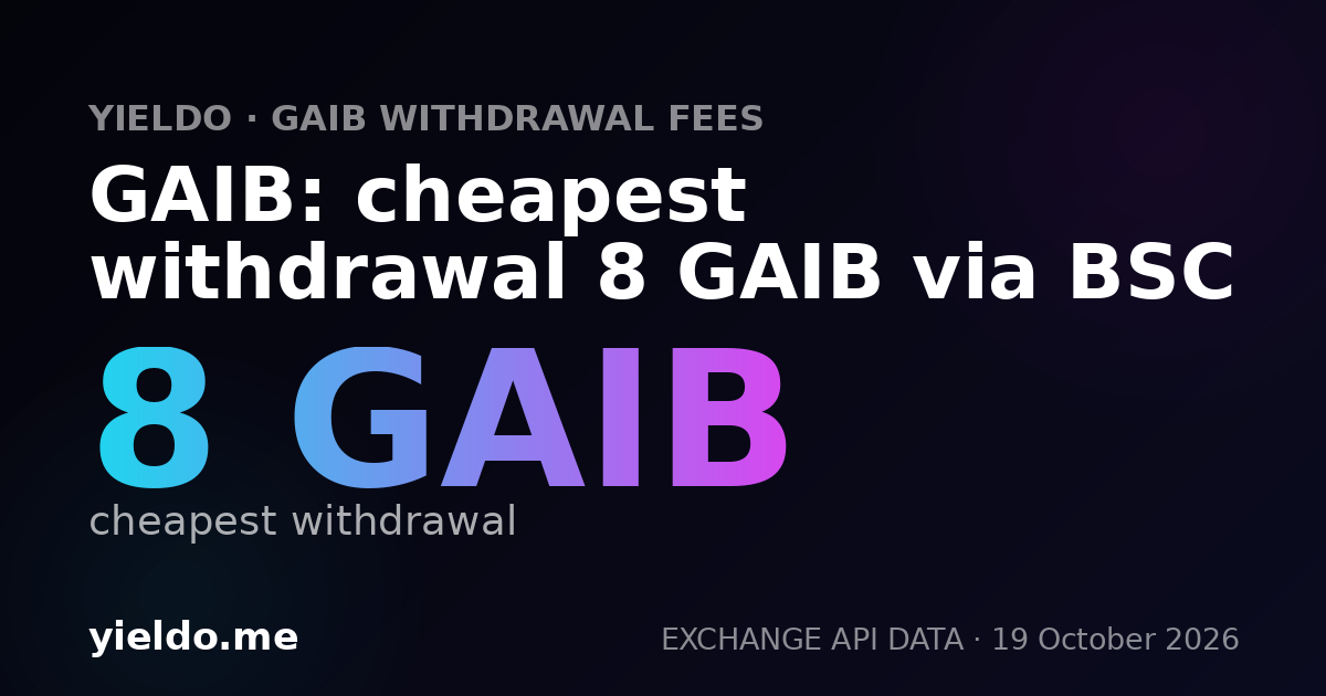 GAIB: cheapest withdrawal 8 GAIB via BSC