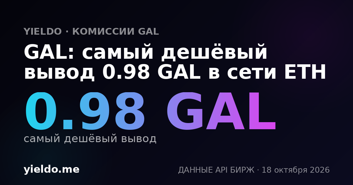 GAL: самый дешёвый вывод 0.98 GAL в сети ETH