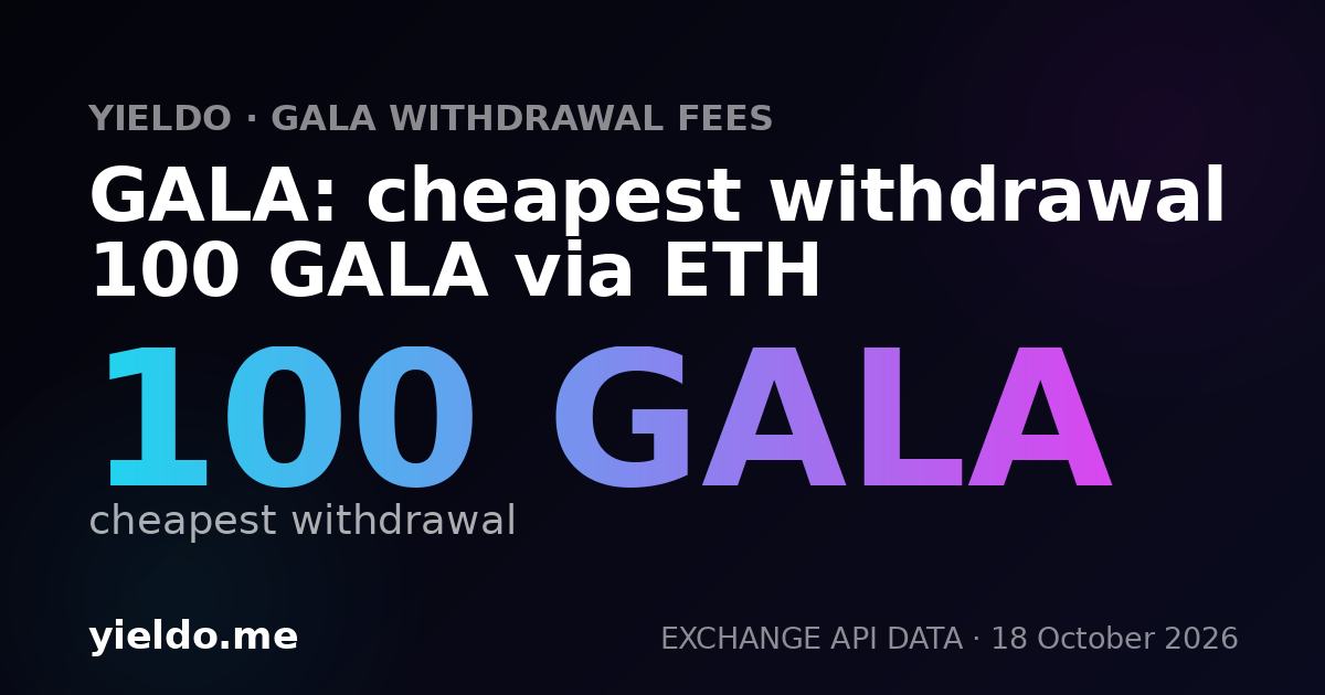 GALA: cheapest withdrawal 100 GALA via ETH