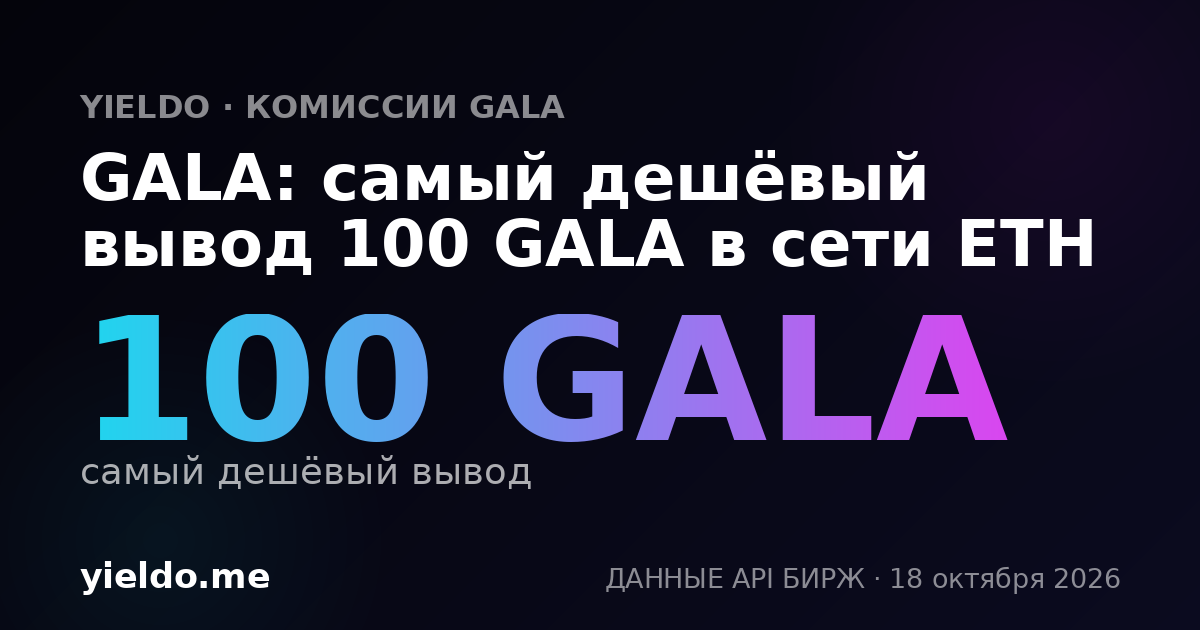 GALA: самый дешёвый вывод 100 GALA в сети ETH
