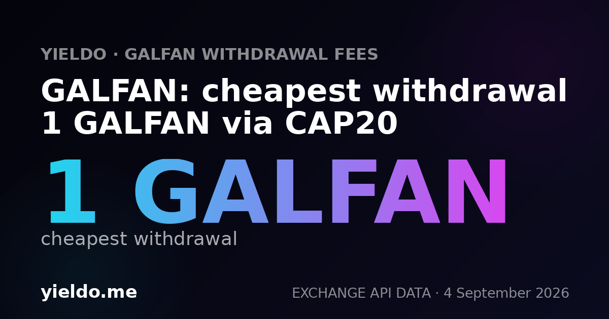 GALFAN: cheapest withdrawal 1 GALFAN via CAP20