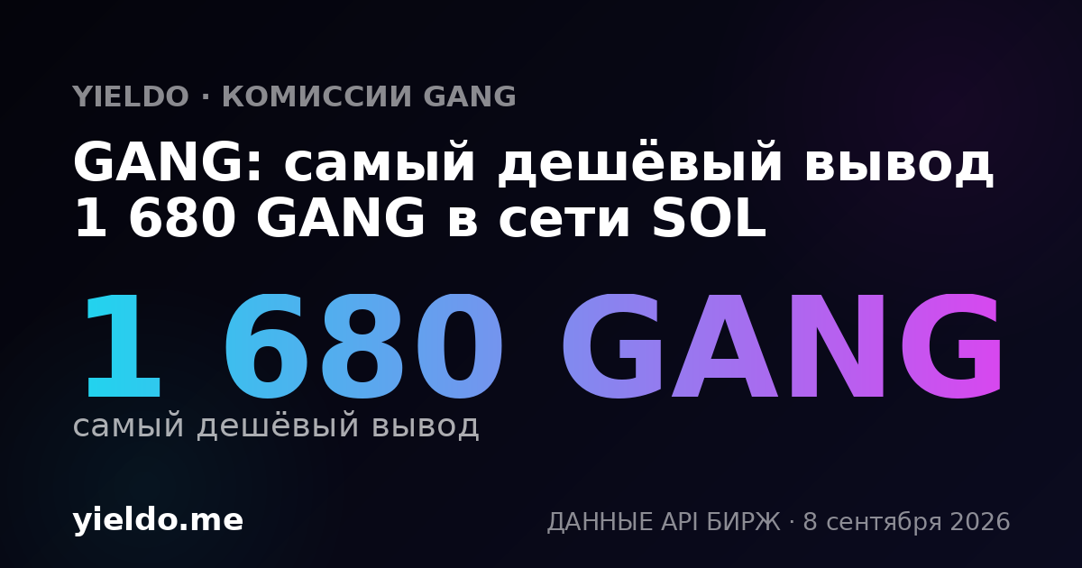 GANG: самый дешёвый вывод 1 680 GANG в сети SOL