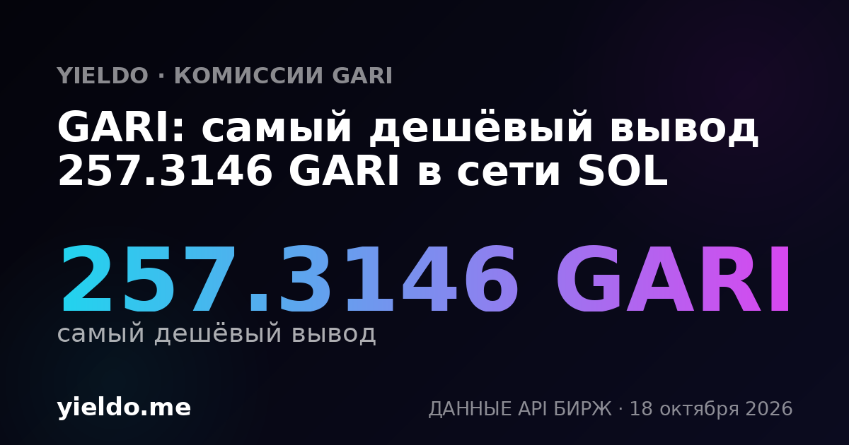 GARI: самый дешёвый вывод 257.3146 GARI в сети SOL