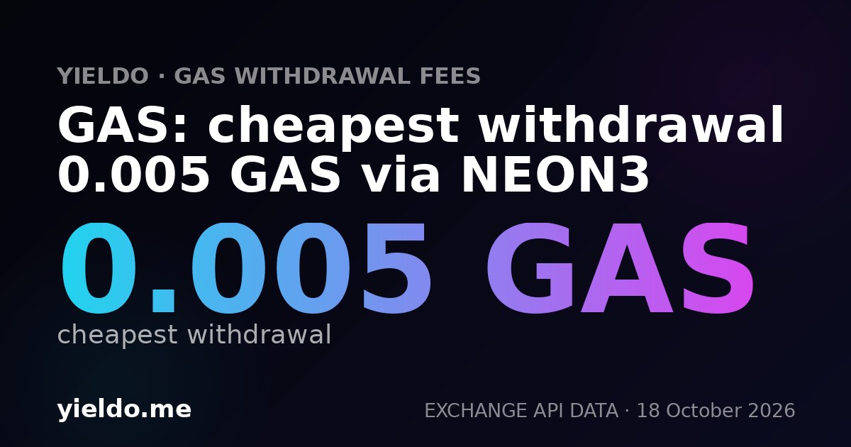GAS: cheapest withdrawal 0.005 GAS via NEON3