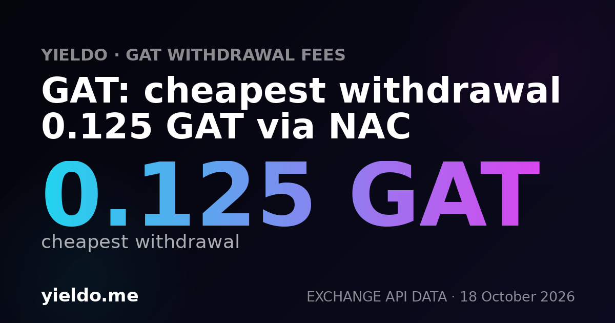 GAT: cheapest withdrawal 0.125 GAT via NAC