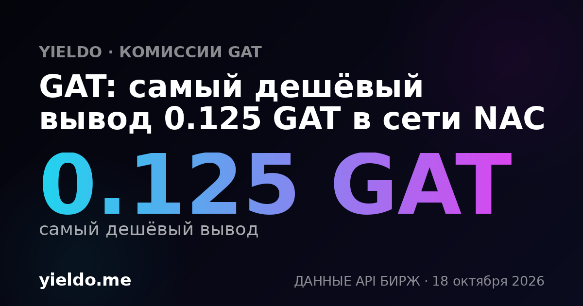 GAT: самый дешёвый вывод 0.125 GAT в сети NAC