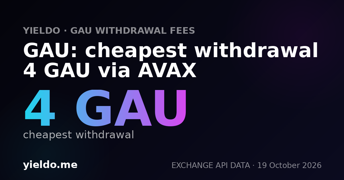 GAU: cheapest withdrawal 4 GAU via AVAX