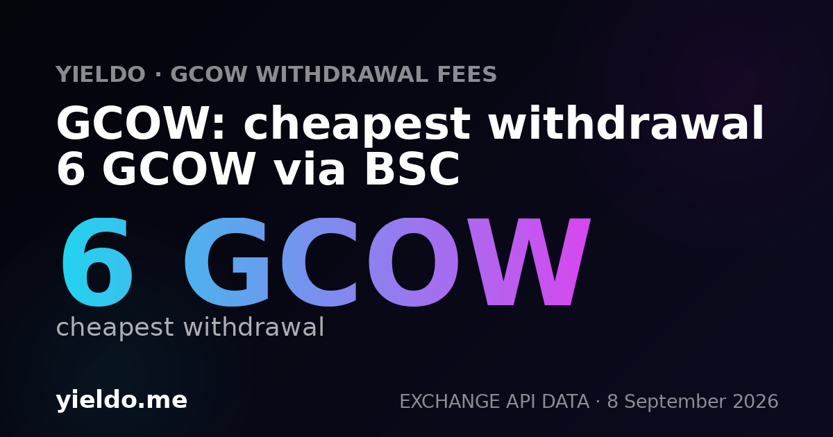 GCOW: cheapest withdrawal 6 GCOW via BSC