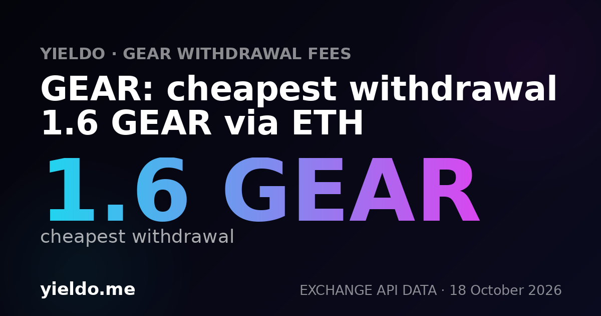 GEAR: cheapest withdrawal 1.6 GEAR via ETH