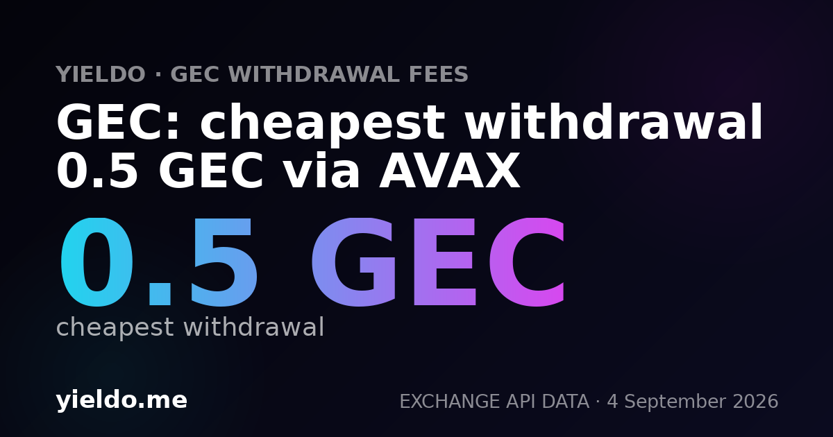 GEC: cheapest withdrawal 0.5 GEC via AVAX