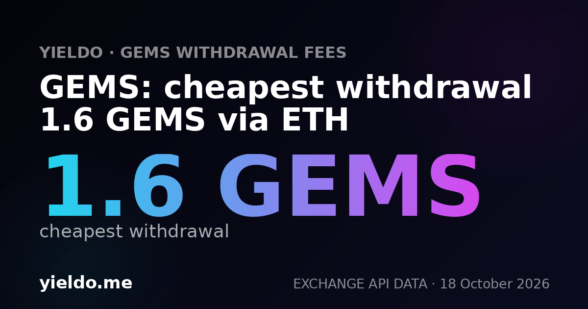 GEMS: cheapest withdrawal 1.6 GEMS via ETH
