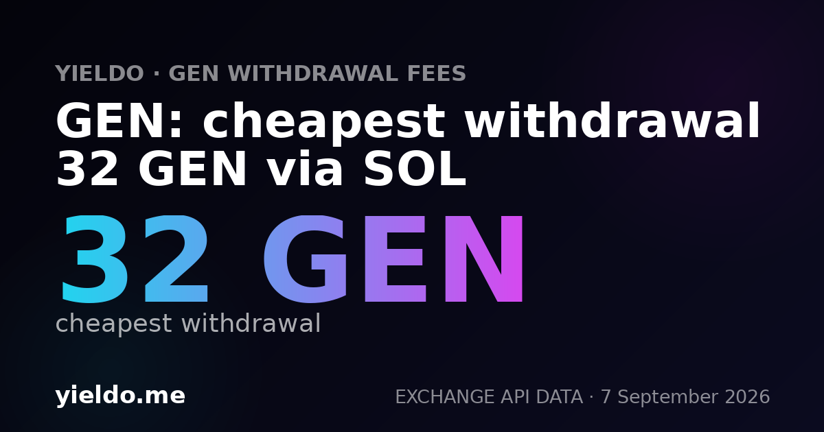 GEN: cheapest withdrawal 32 GEN via SOL