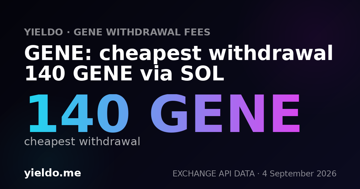 GENE: cheapest withdrawal 140 GENE via SOL