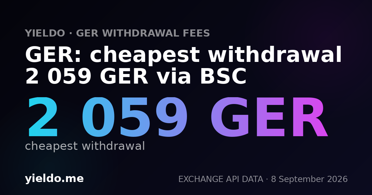 GER: cheapest withdrawal 2 059 GER via BSC