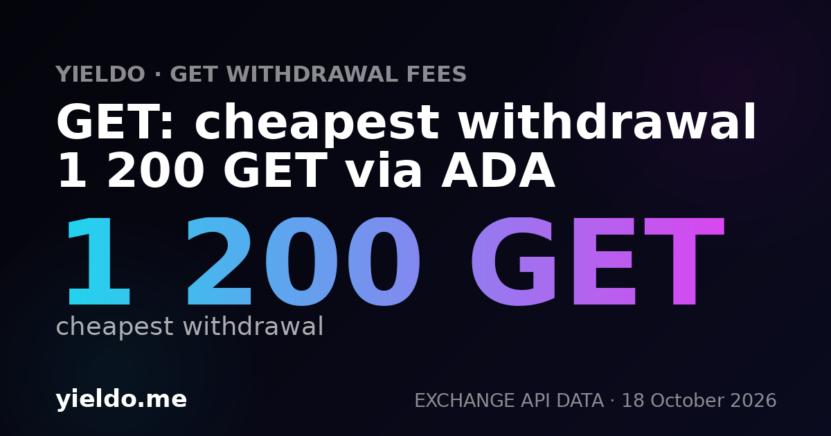GET: cheapest withdrawal 1 200 GET via ADA