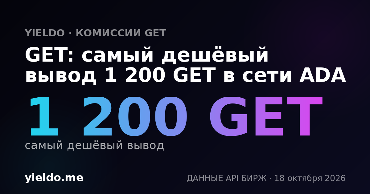 GET: самый дешёвый вывод 1 200 GET в сети ADA