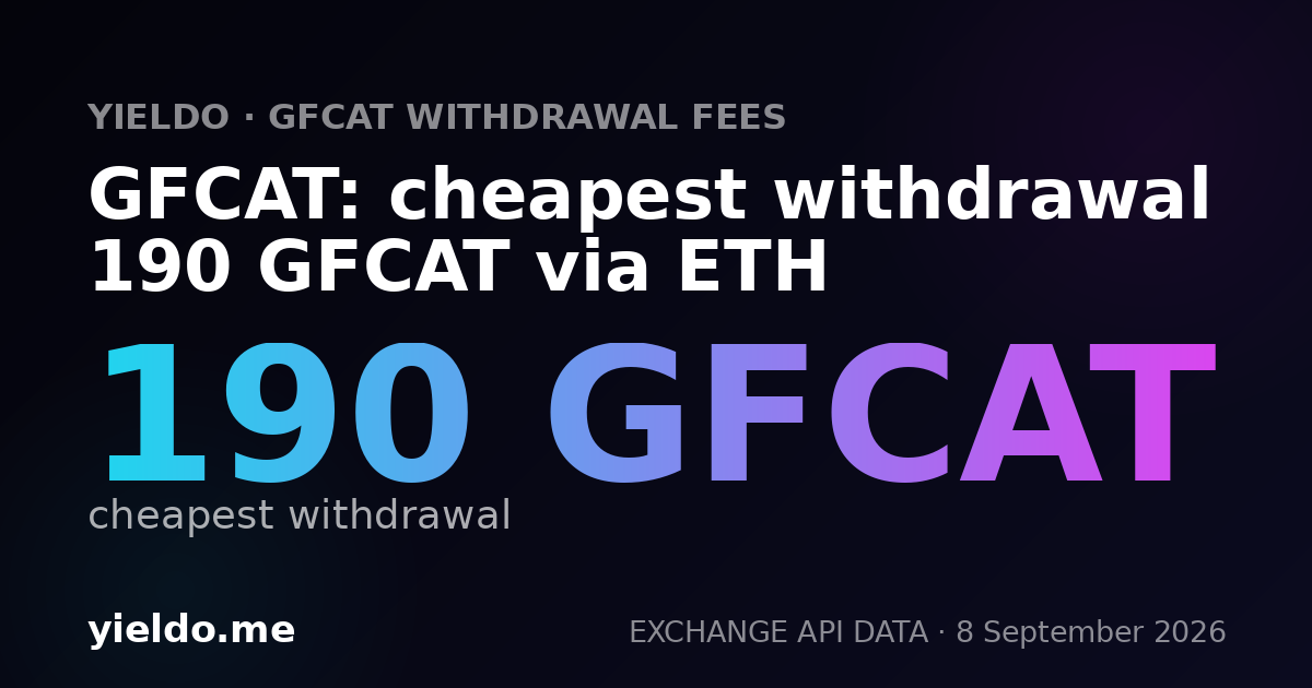 GFCAT: cheapest withdrawal 190 GFCAT via ETH