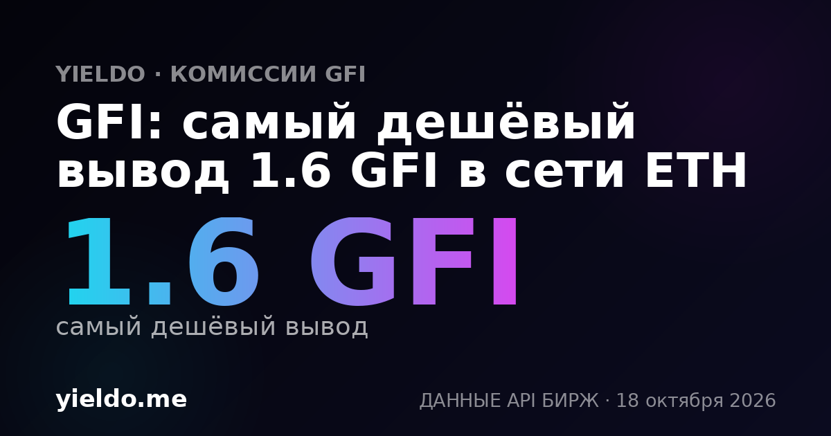 GFI: самый дешёвый вывод 1.6 GFI в сети ETH