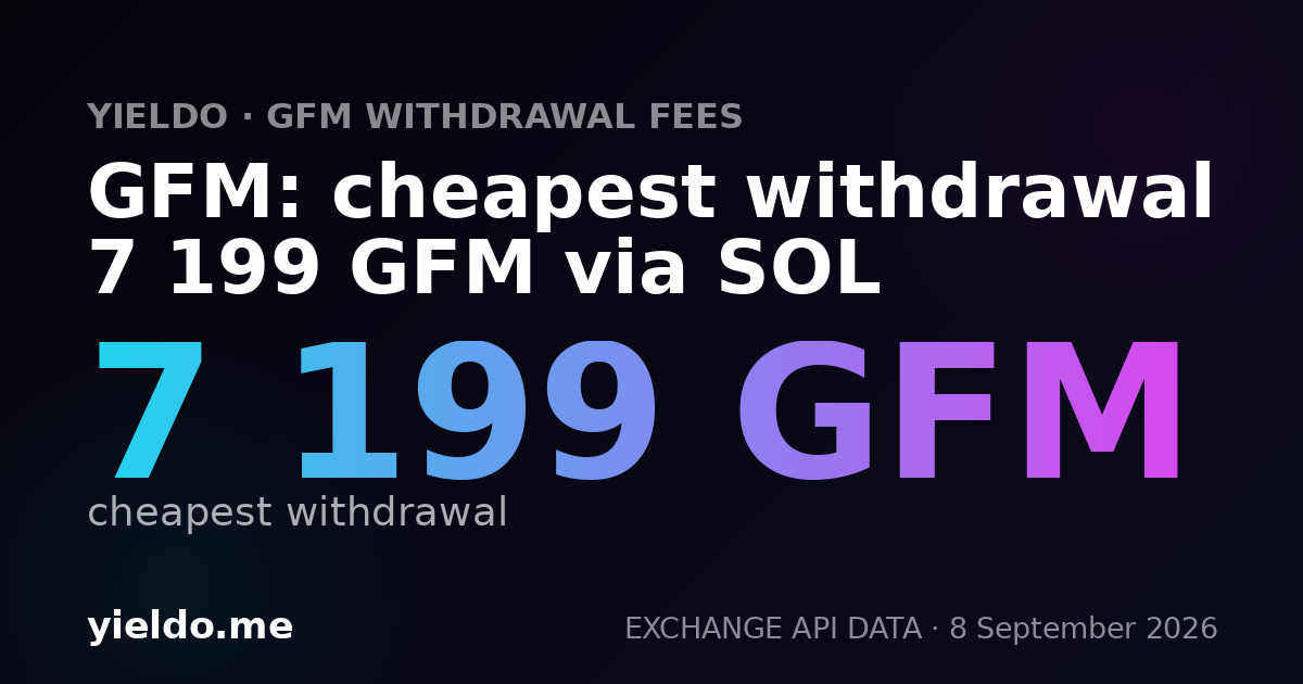 GFM: cheapest withdrawal 7 199 GFM via SOL