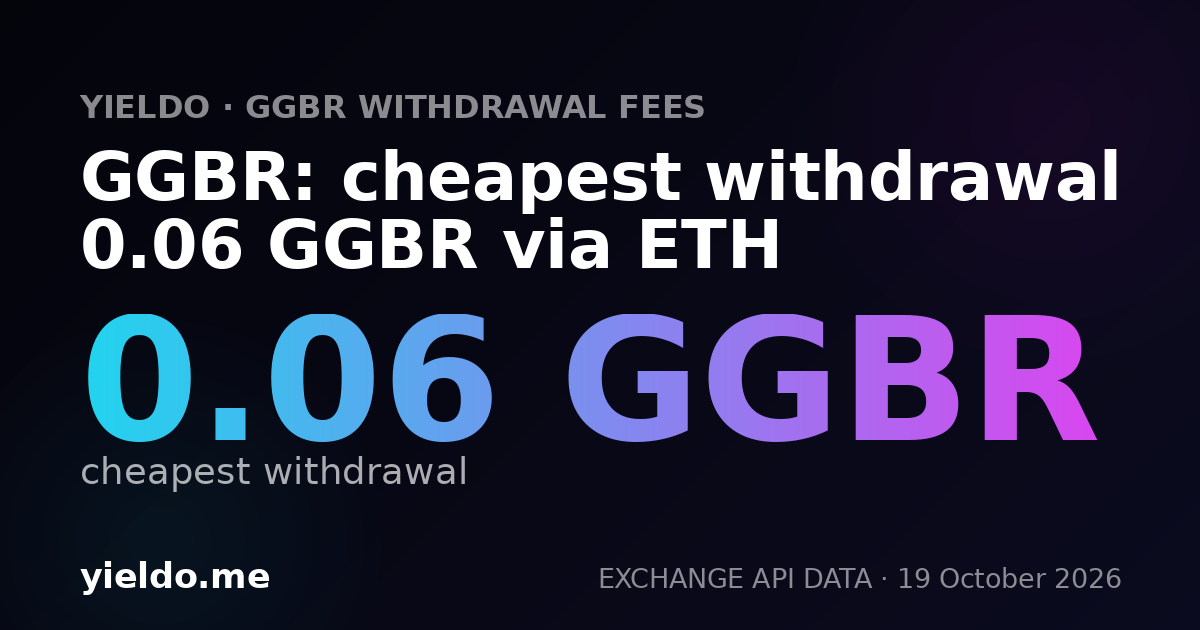 GGBR: cheapest withdrawal 0.06 GGBR via ETH