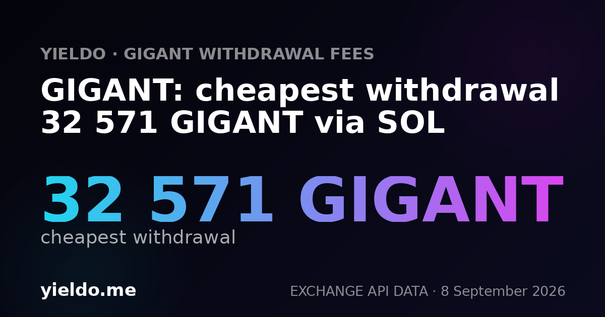 GIGANT: cheapest withdrawal 32 571 GIGANT via SOL