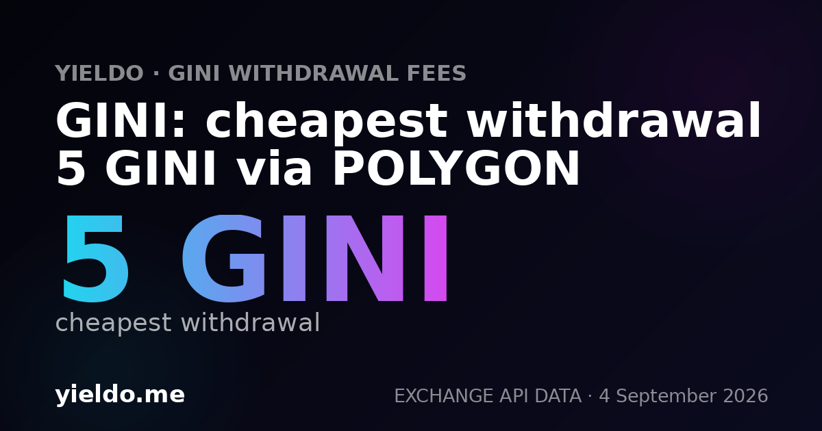 GINI: cheapest withdrawal 5 GINI via POLYGON