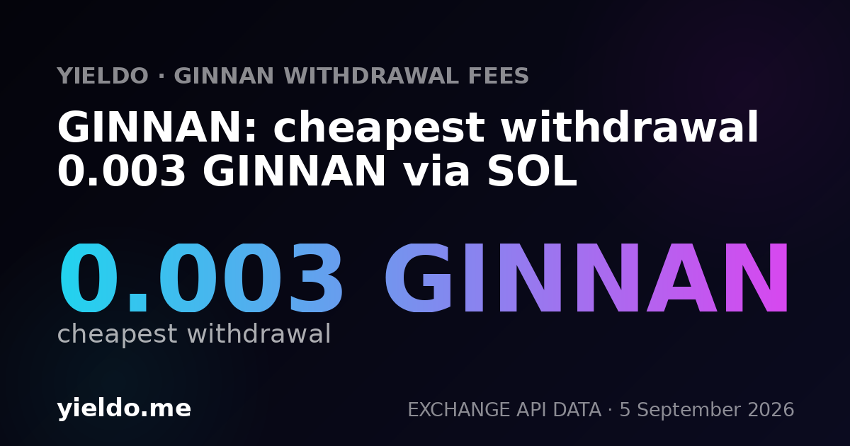 GINNAN: cheapest withdrawal 0.003 GINNAN via SOL