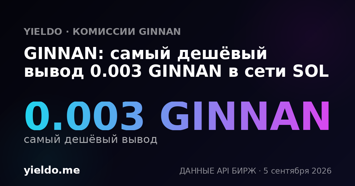 GINNAN: самый дешёвый вывод 0.003 GINNAN в сети SOL