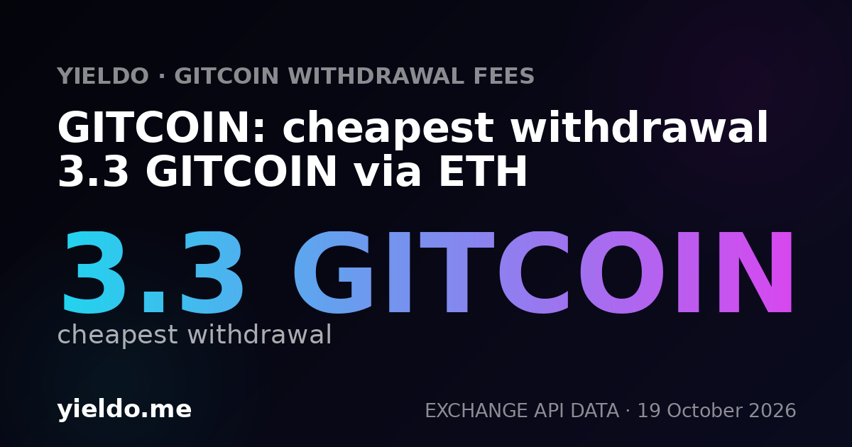 GITCOIN: cheapest withdrawal 3.3 GITCOIN via ETH