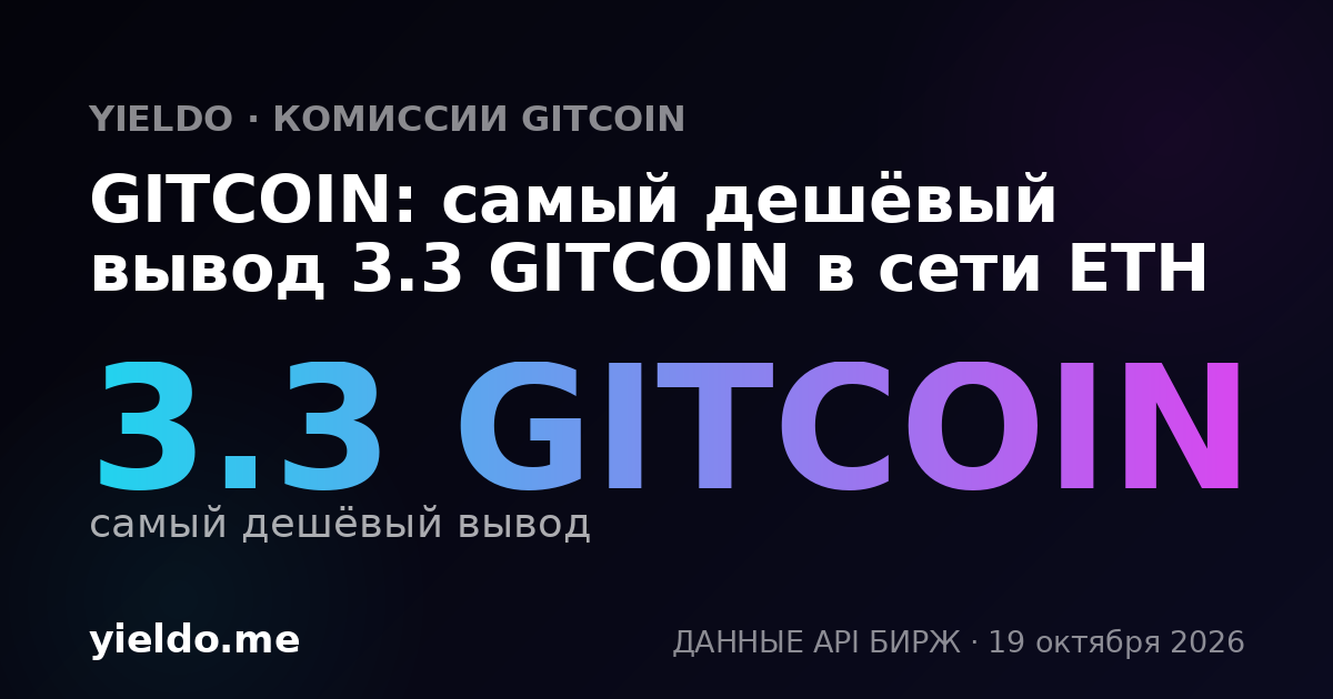 GITCOIN: самый дешёвый вывод 3.3 GITCOIN в сети ETH