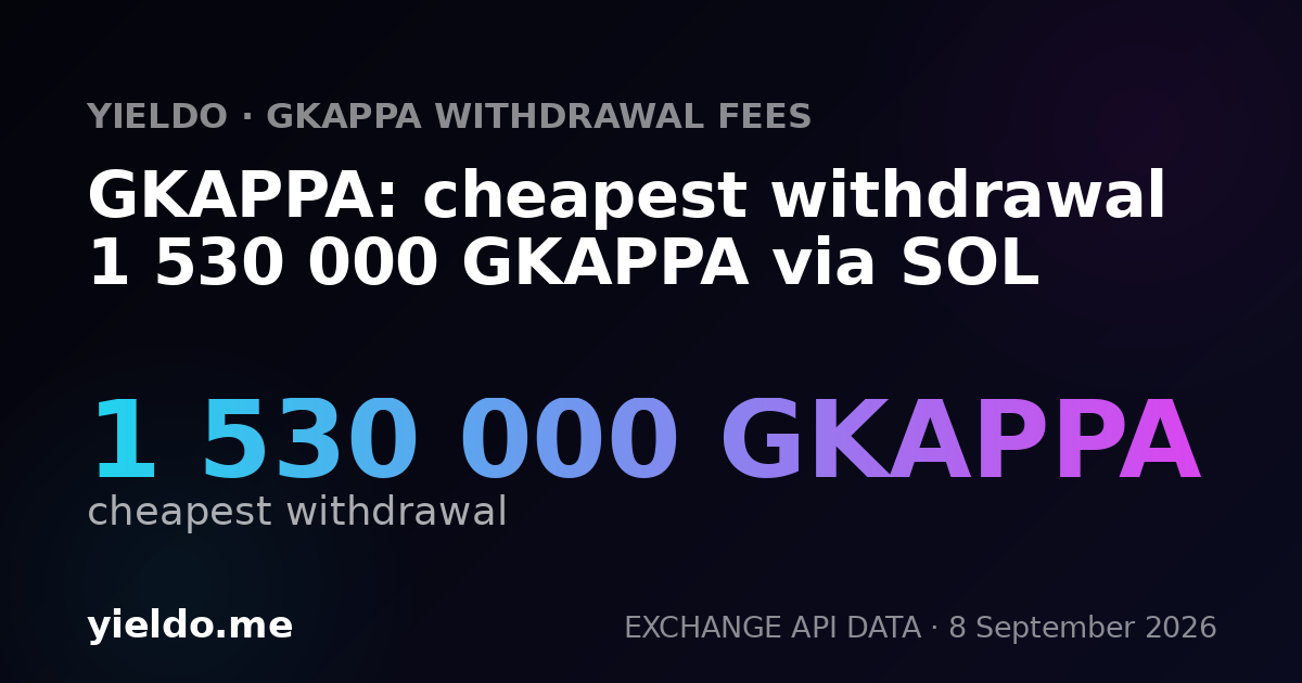 GKAPPA: cheapest withdrawal 1 530 000 GKAPPA via SOL