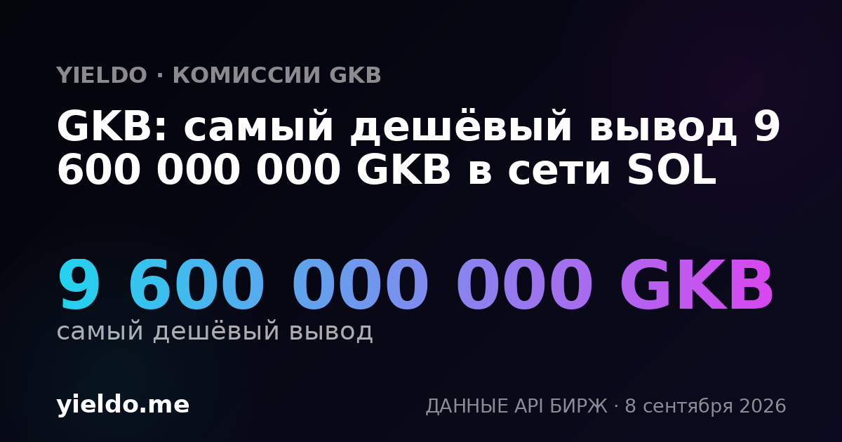 GKB: самый дешёвый вывод 9 600 000 000 GKB в сети SOL