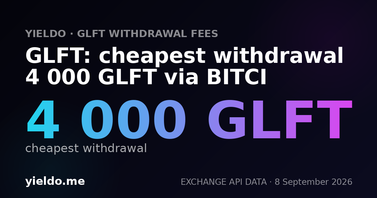 GLFT: cheapest withdrawal 4 000 GLFT via BITCI