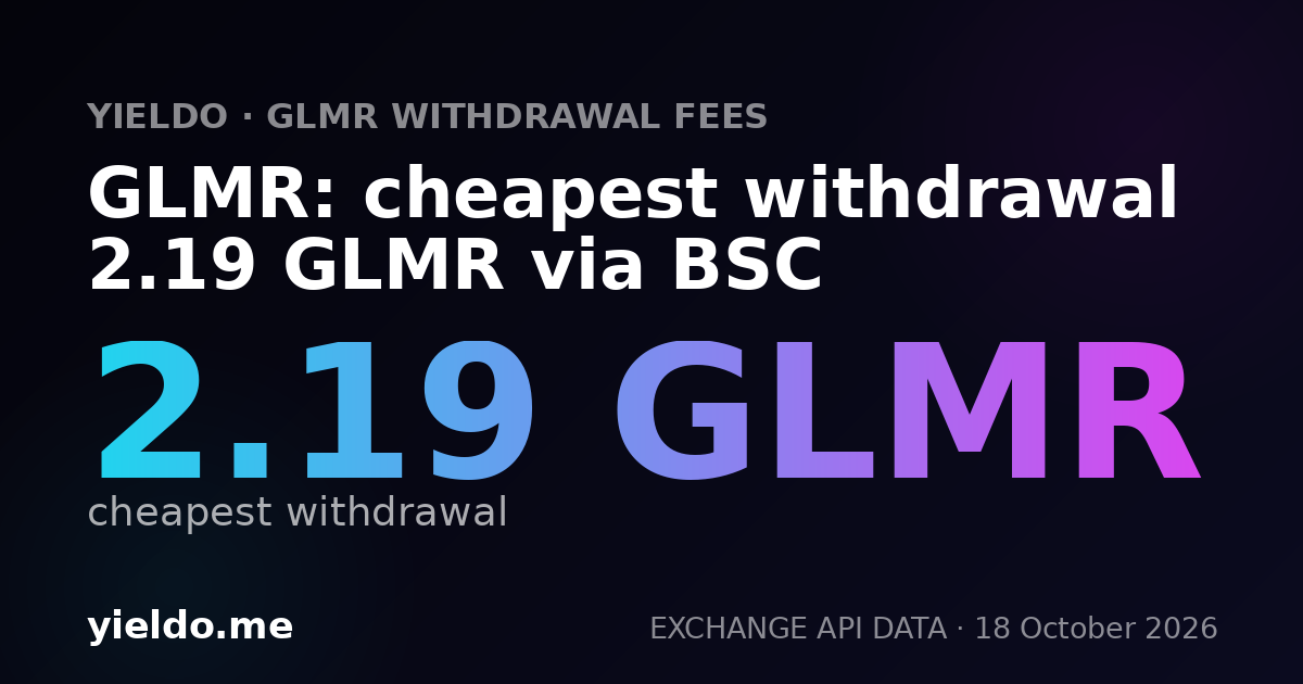 GLMR: cheapest withdrawal 2.19 GLMR via BSC