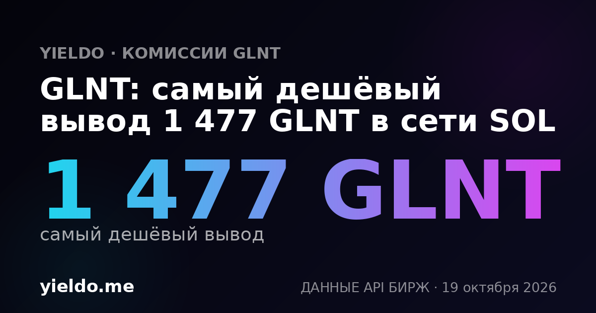 GLNT: самый дешёвый вывод 1 477 GLNT в сети SOL
