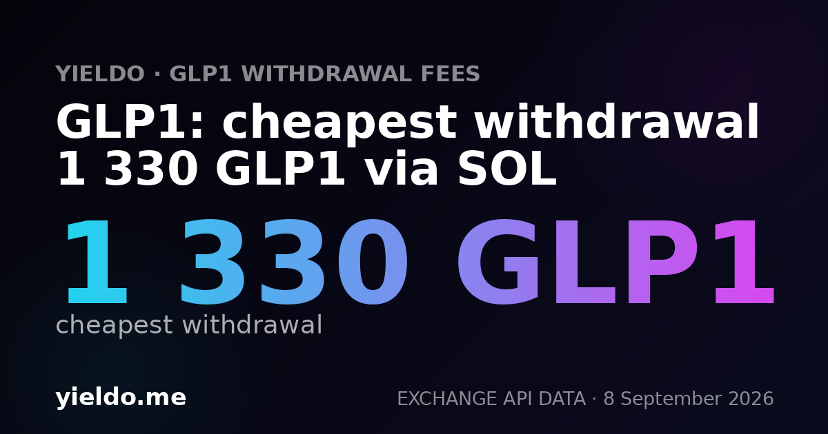 GLP1: cheapest withdrawal 1 330 GLP1 via SOL