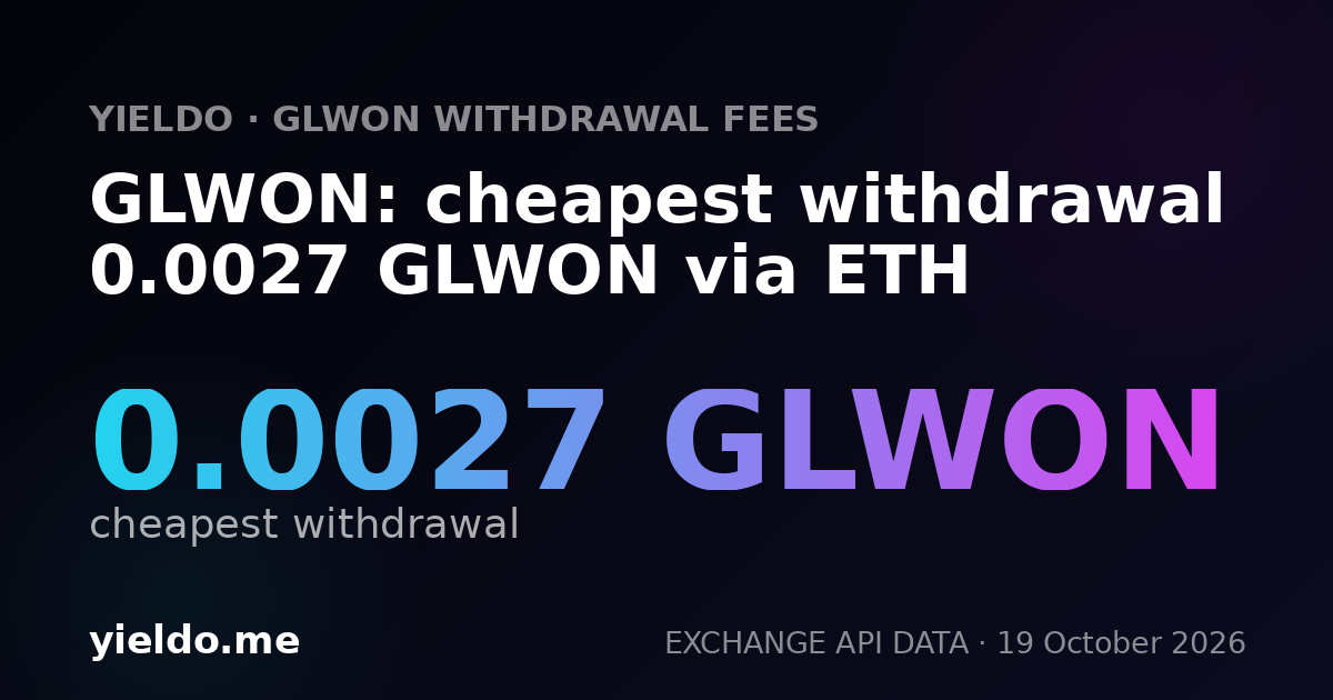 GLWON: cheapest withdrawal 0.0027 GLWON via ETH