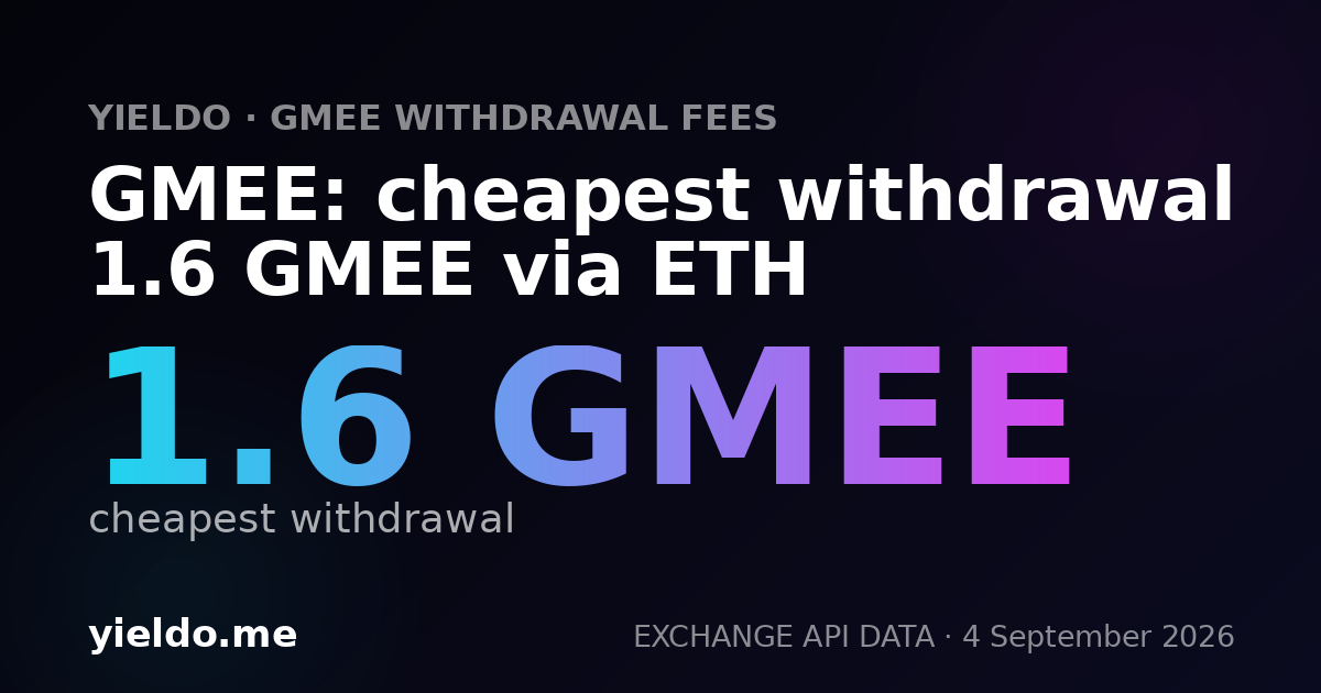 GMEE: cheapest withdrawal 1.6 GMEE via ETH