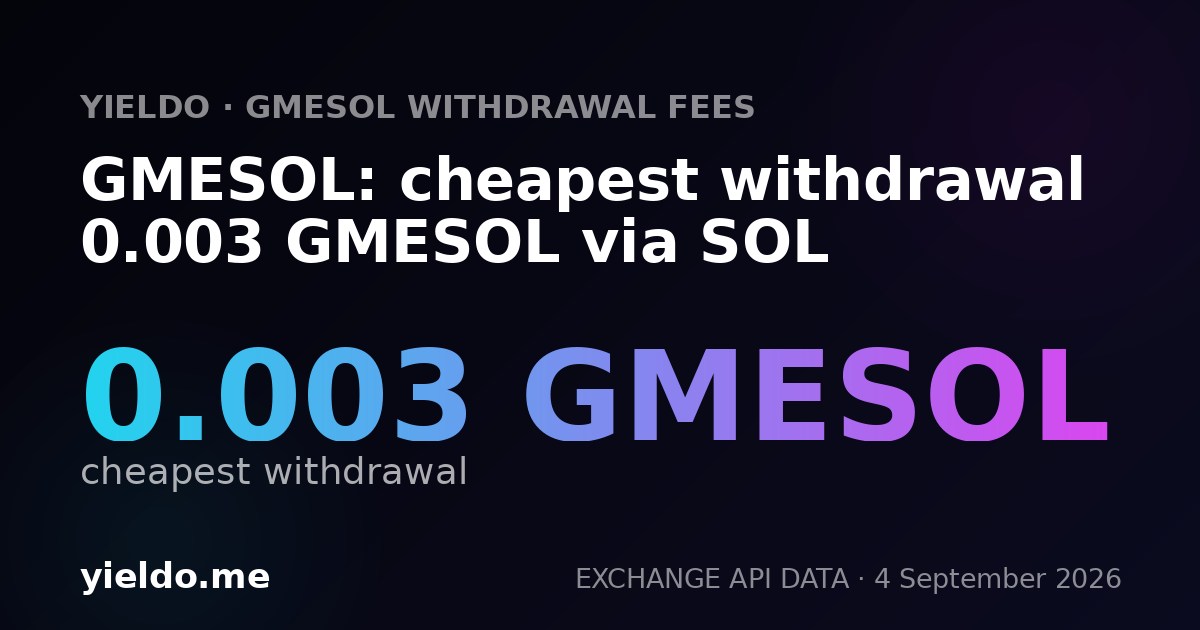 GMESOL: cheapest withdrawal 0.003 GMESOL via SOL