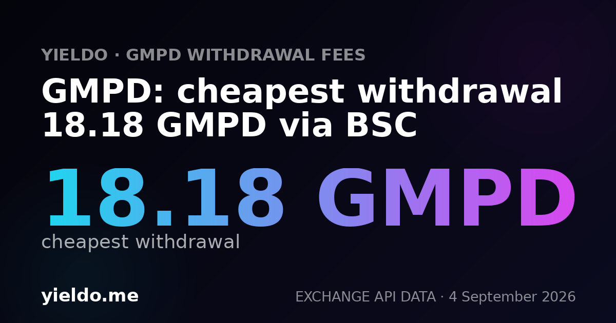 GMPD: cheapest withdrawal 18.18 GMPD via BSC