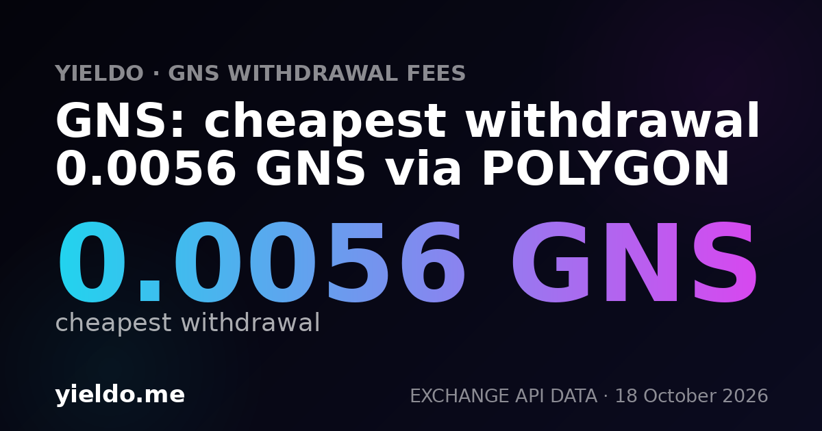GNS: cheapest withdrawal 0.0056 GNS via POLYGON