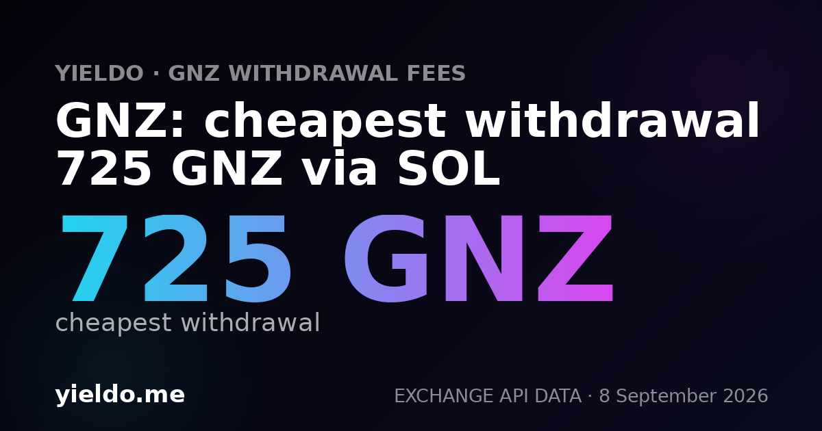 GNZ: cheapest withdrawal 725 GNZ via SOL